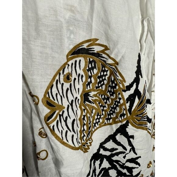 NWOT Club Z Collection Bohemian Beach Size 1X Shirt/Cover Up Color White Multi - Picture 2 of 16